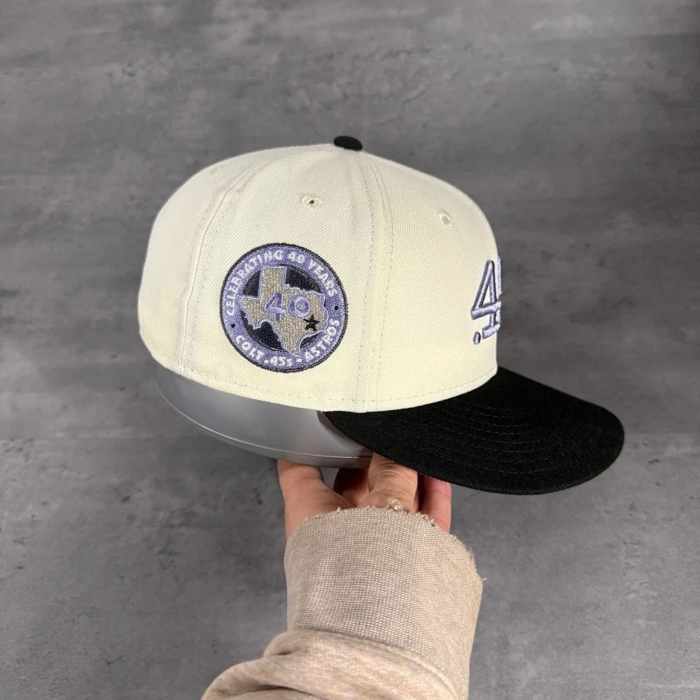 Hat Club Houston Astros Colt .45s New Era Cap 7 1/8 Off White Black Silver Metal